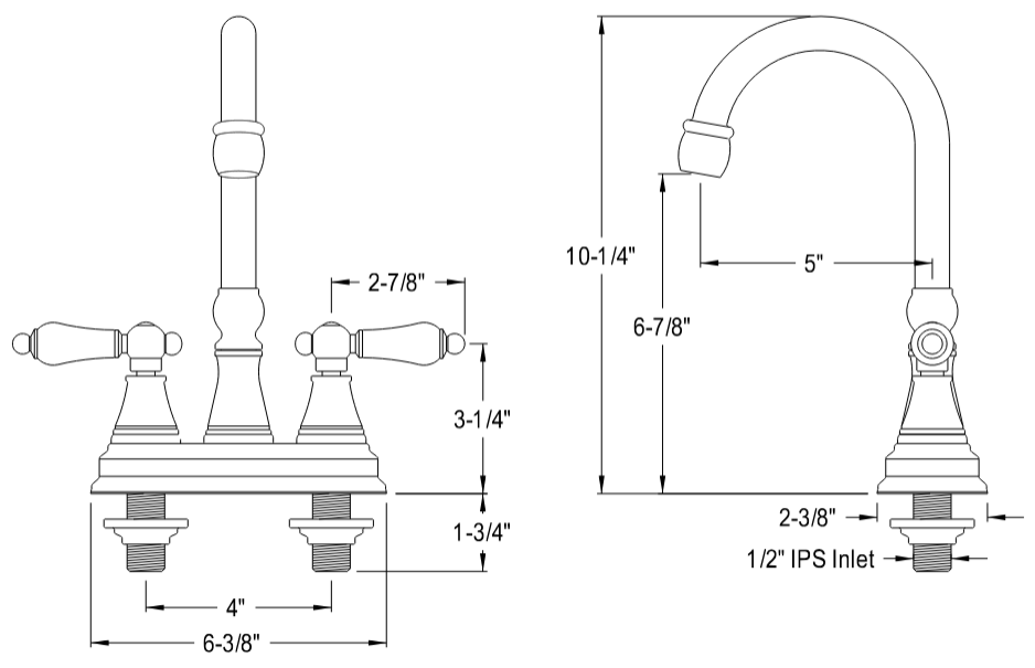 Kingston - Bar Faucets - Governor KS2498AL Two-Handle 2-Hole Deck Mount Bar Faucet