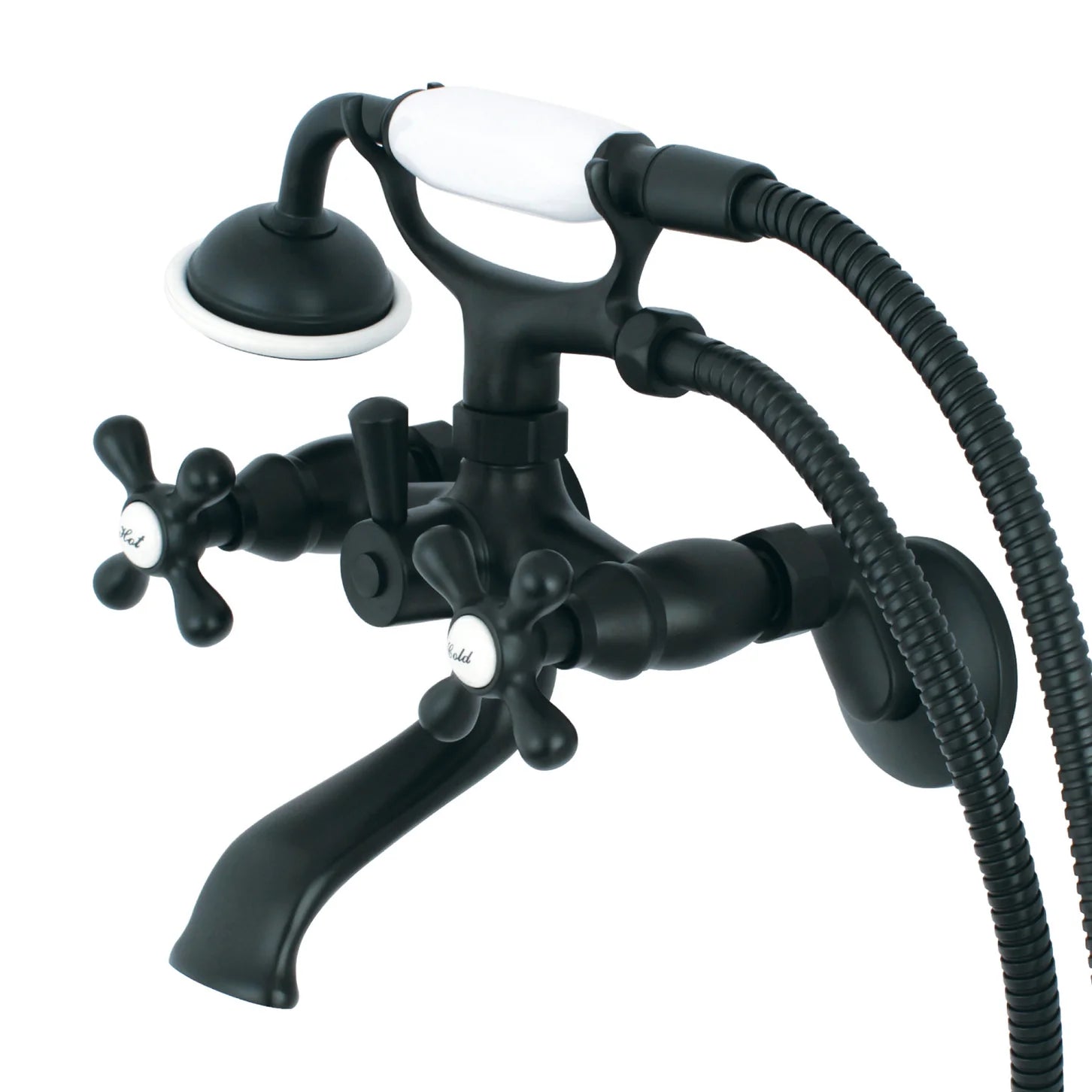 Kingston - Tub Faucets - KS265 Three-Handle 2-Hole Tub Wall Mount Clawfoot Tub Faucet with Hand Shower