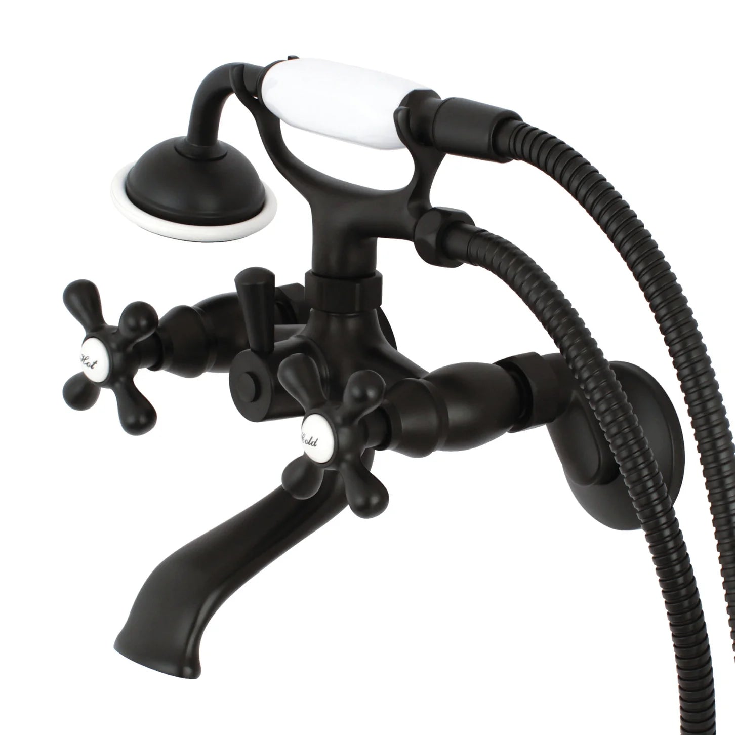 Kingston - Tub Faucets - KS265 Three-Handle 2-Hole Tub Wall Mount Clawfoot Tub Faucet with Hand Shower