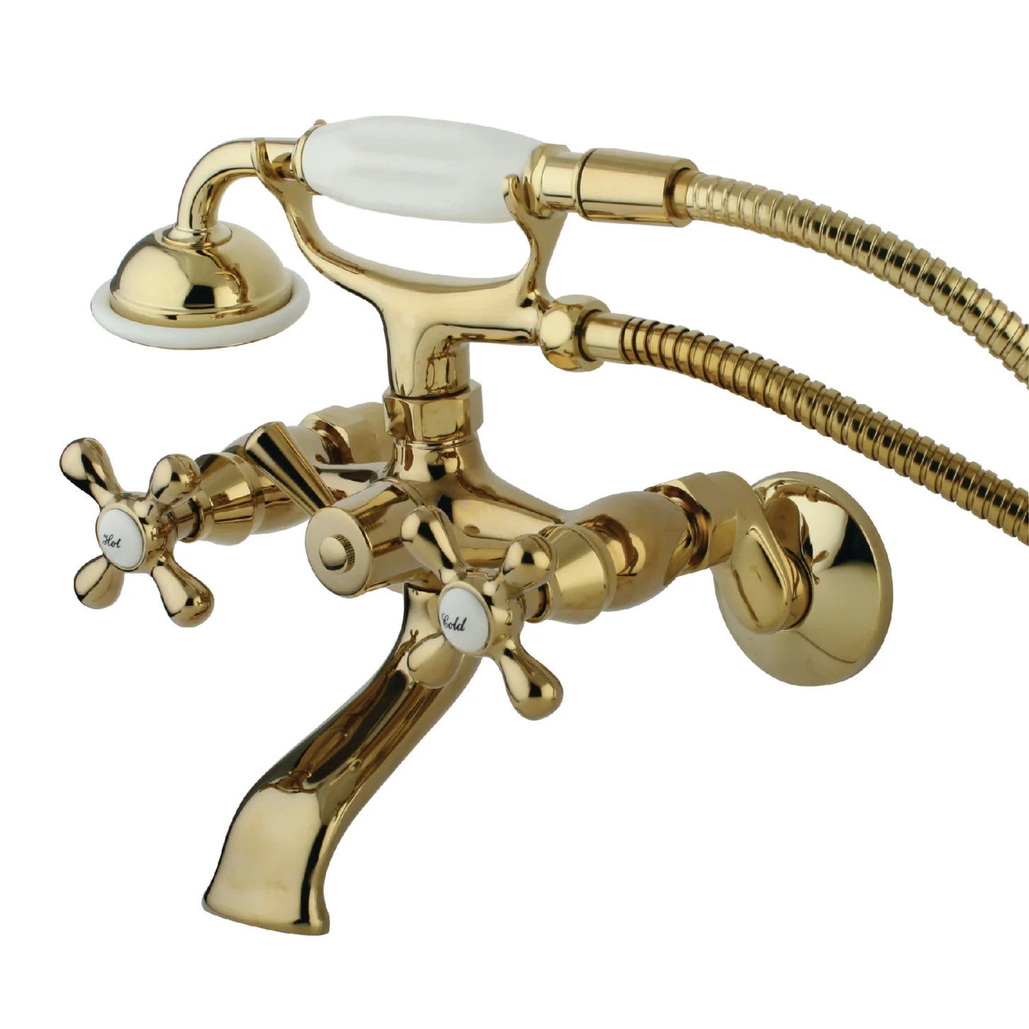 Kingston - Tub Faucets - KS265 Three-Handle 2-Hole Tub Wall Mount Clawfoot Tub Faucet with Hand Shower