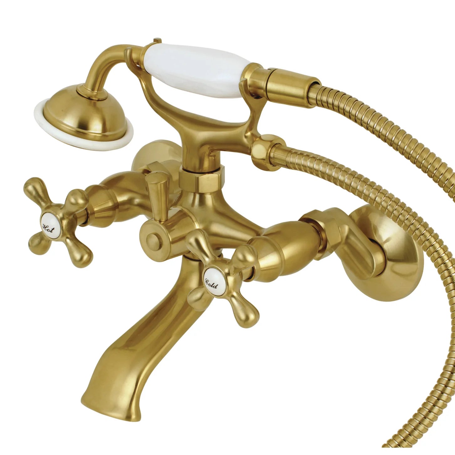 Kingston - Tub Faucets - KS265 Three-Handle 2-Hole Tub Wall Mount Clawfoot Tub Faucet with Hand Shower