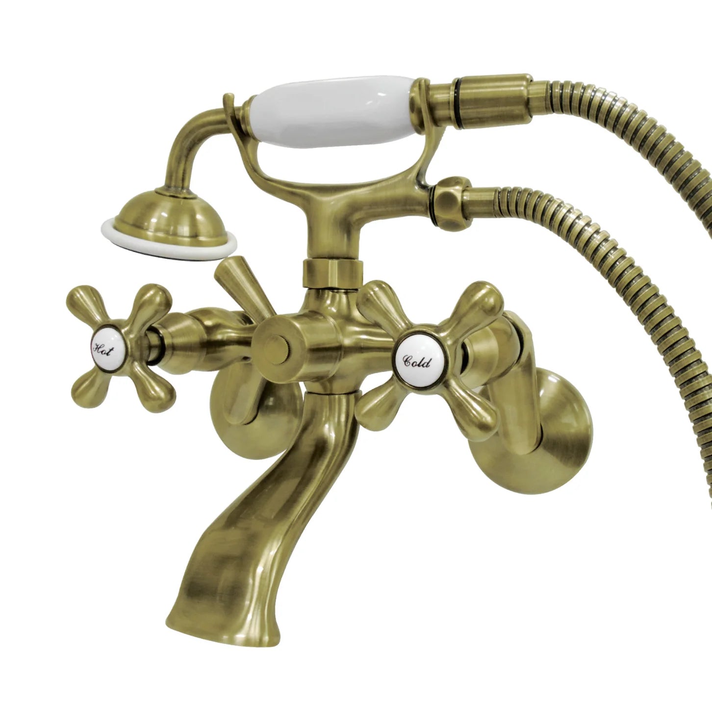 Kingston - Tub Faucets - KS266 Three-Handle 2-Hole Tub Wall Mount Clawfoot Tub Faucet with Hand Shower