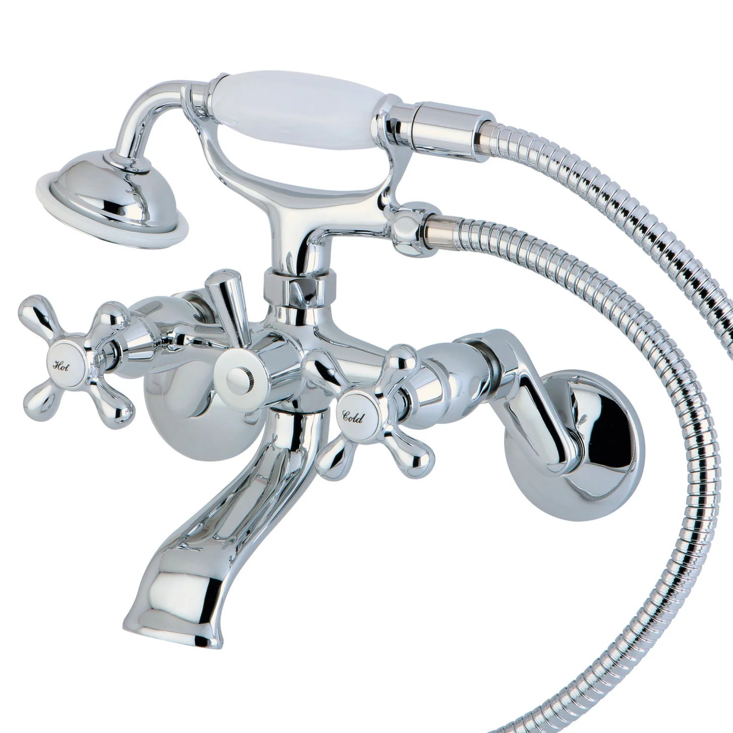 Kingston - Tub Faucets - KS266 Three-Handle 2-Hole Tub Wall Mount Clawfoot Tub Faucet with Hand Shower