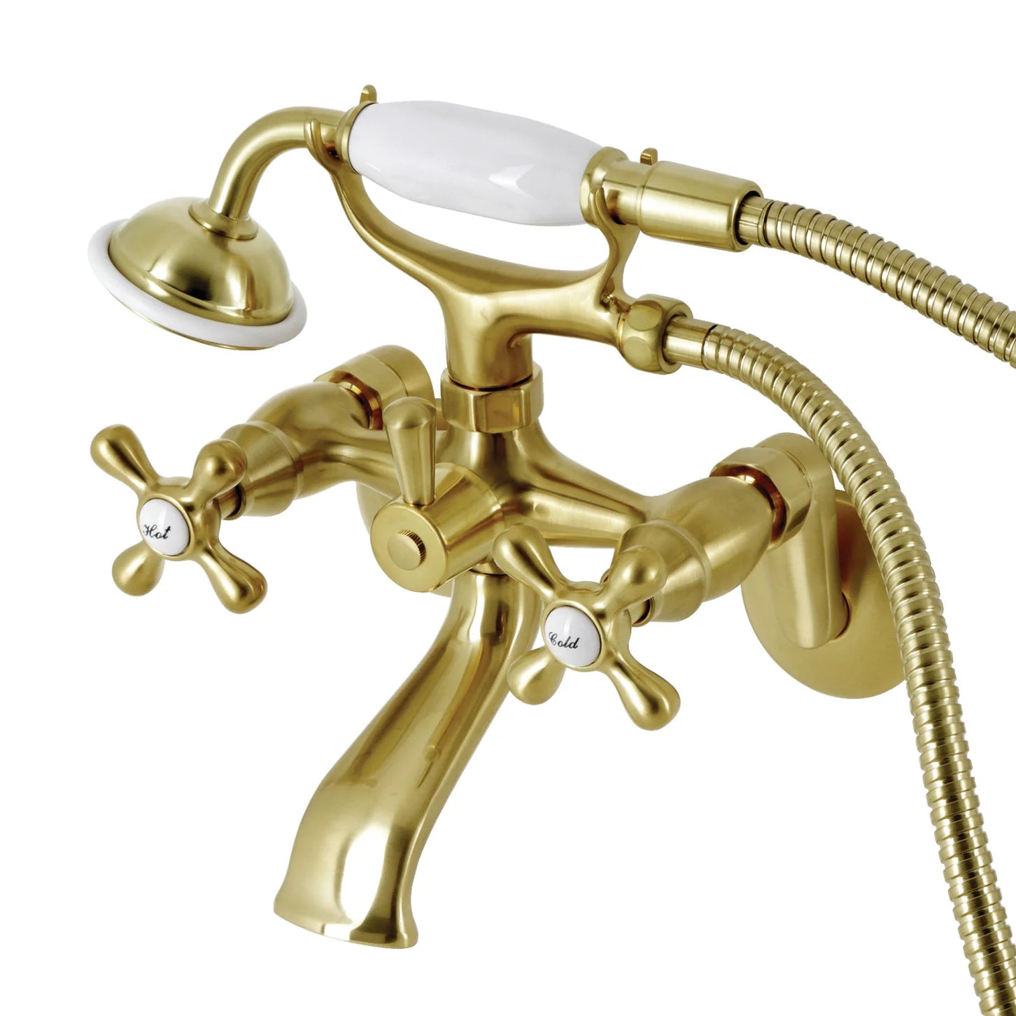 Kingston - Tub Faucets - KS266 Three-Handle 2-Hole Tub Wall Mount Clawfoot Tub Faucet with Hand Shower