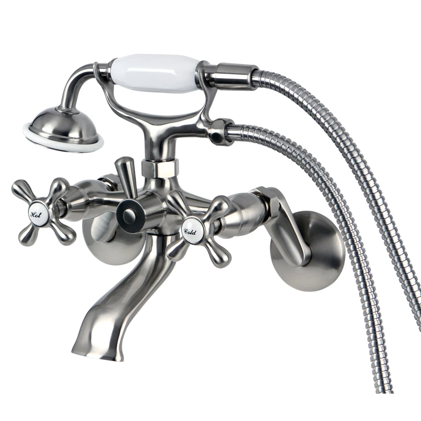 Kingston - Tub Faucets - KS266 Three-Handle 2-Hole Tub Wall Mount Clawfoot Tub Faucet with Hand Shower