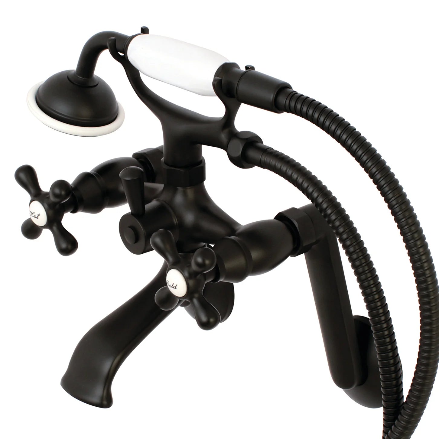 Kingston - Tub Faucets - KS269 Three-Handle 2-Hole Tub Wall Mount Clawfoot Tub Faucet with Hand Shower