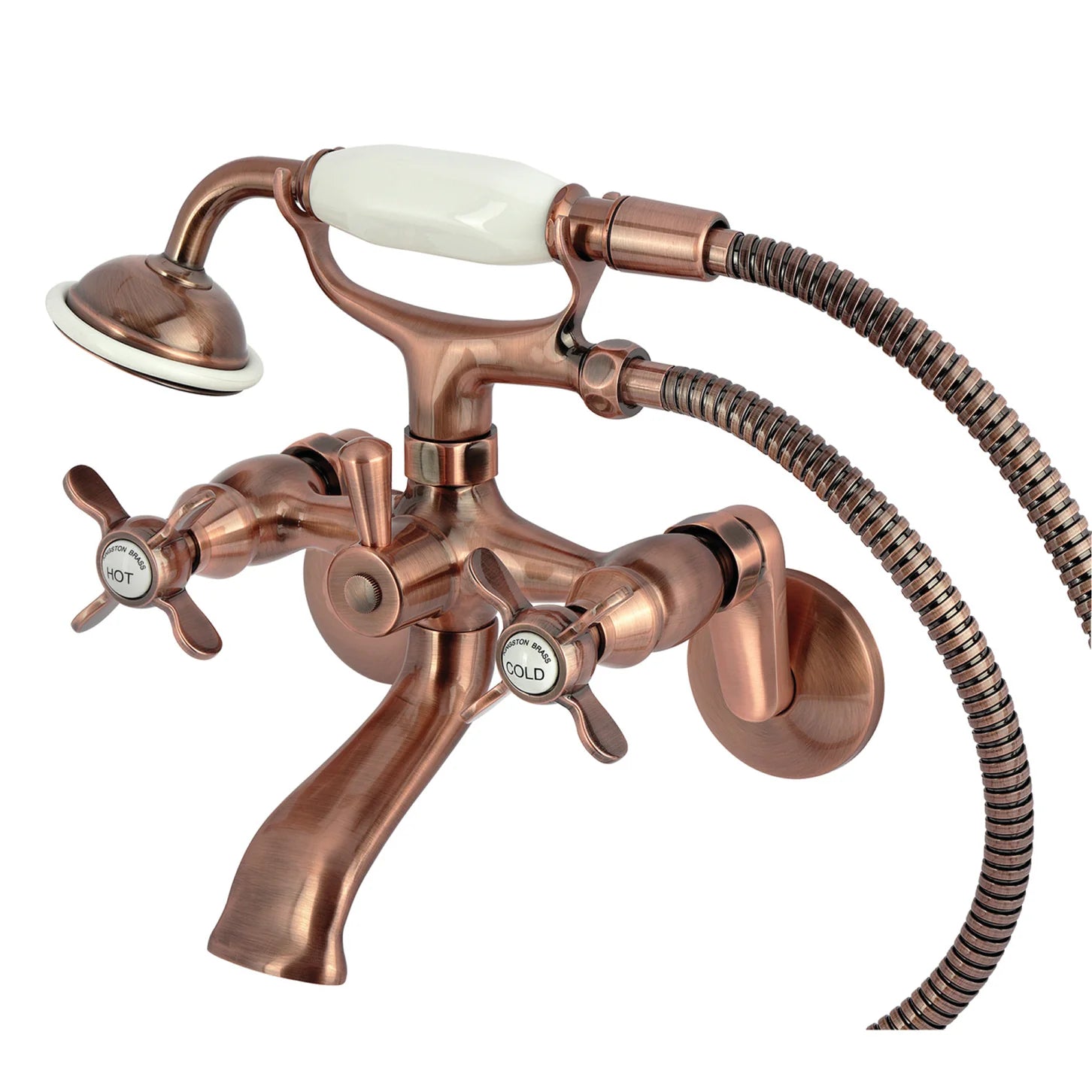 Kingston - Tub Faucets - KS285 Three-Handle 2-Hole Tub Wall Mount Clawfoot Tub Faucet with Hand Shower