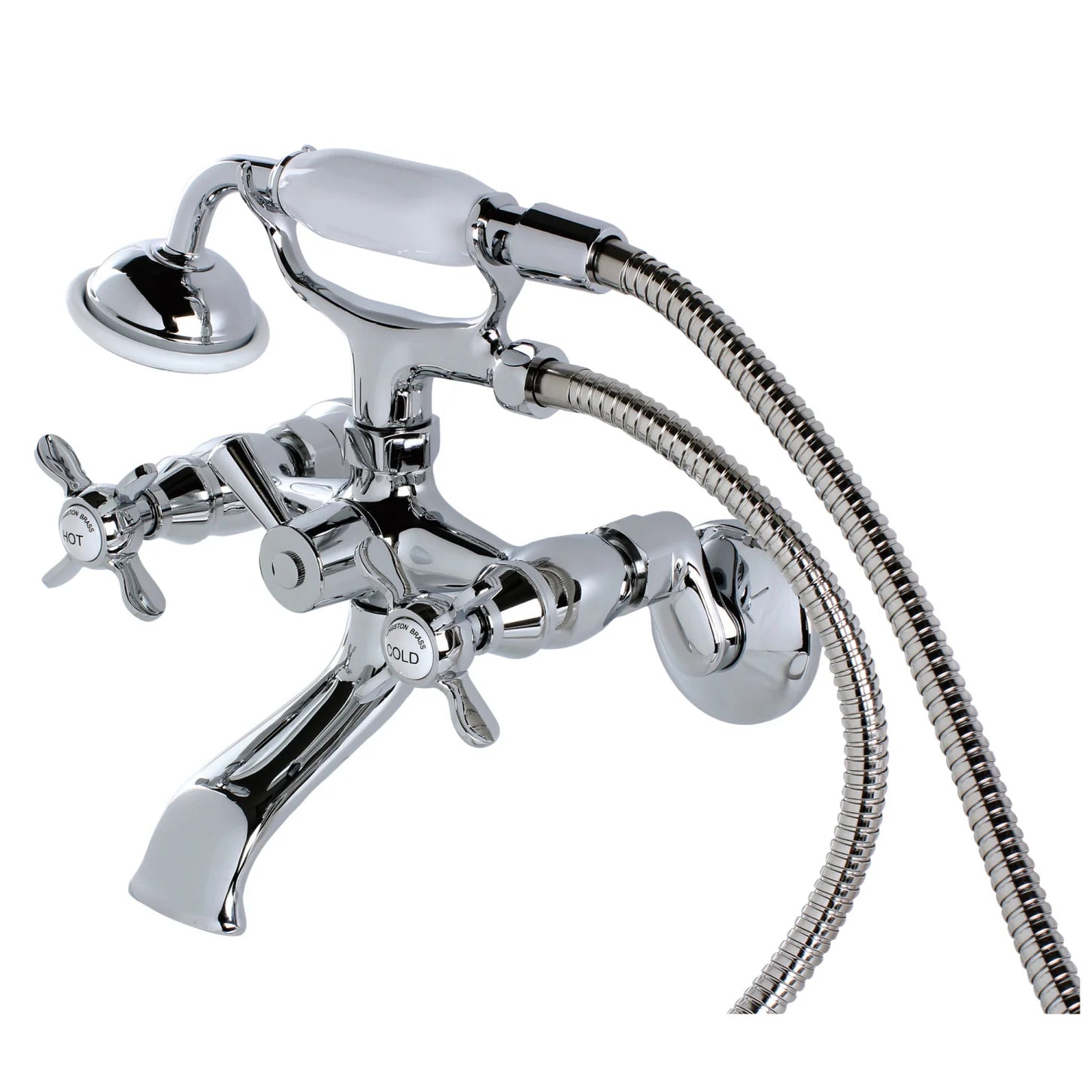 Kingston - Tub Faucets - KS285 Three-Handle 2-Hole Tub Wall Mount Clawfoot Tub Faucet with Hand Shower