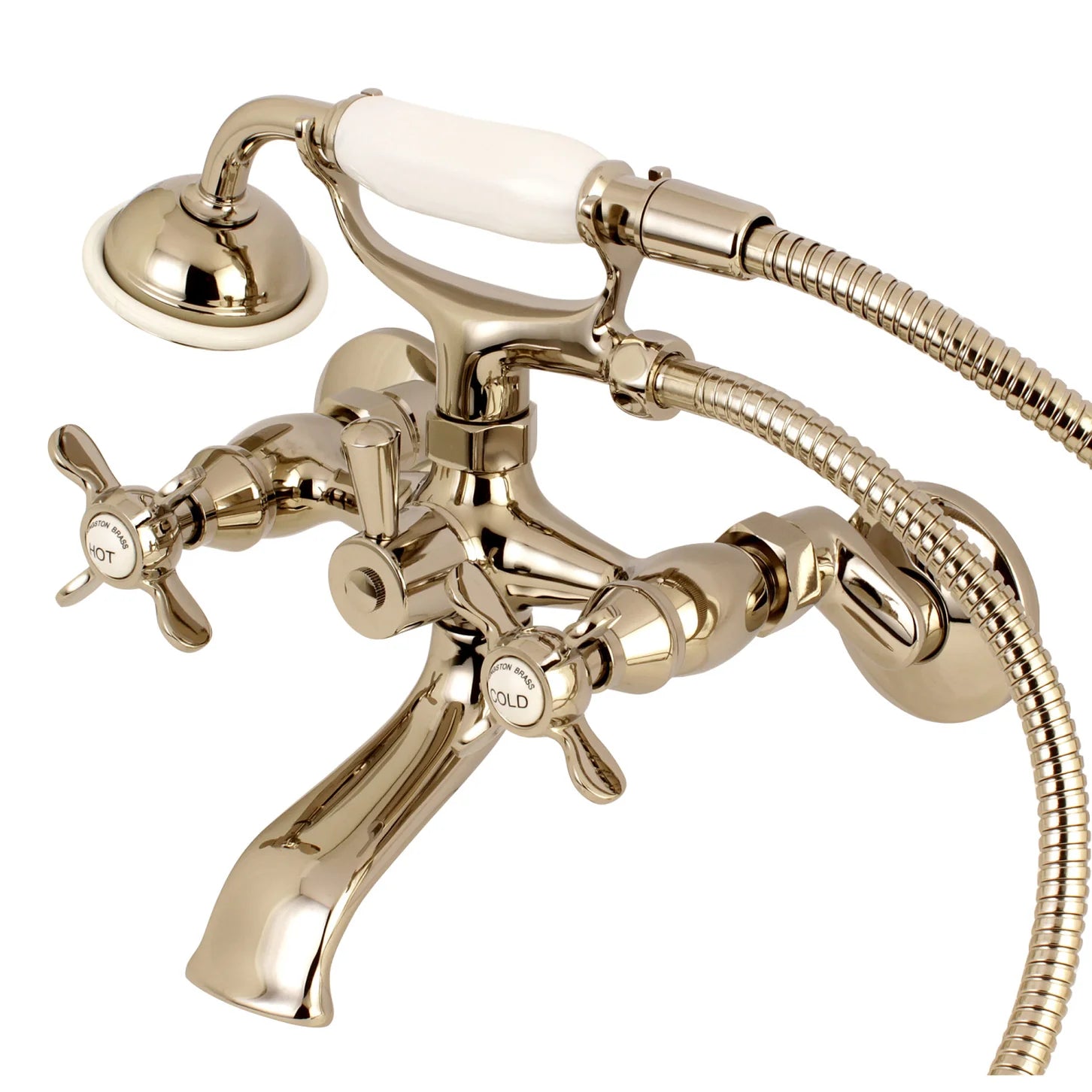 Kingston - Tub Faucets - KS285 Three-Handle 2-Hole Tub Wall Mount Clawfoot Tub Faucet with Hand Shower
