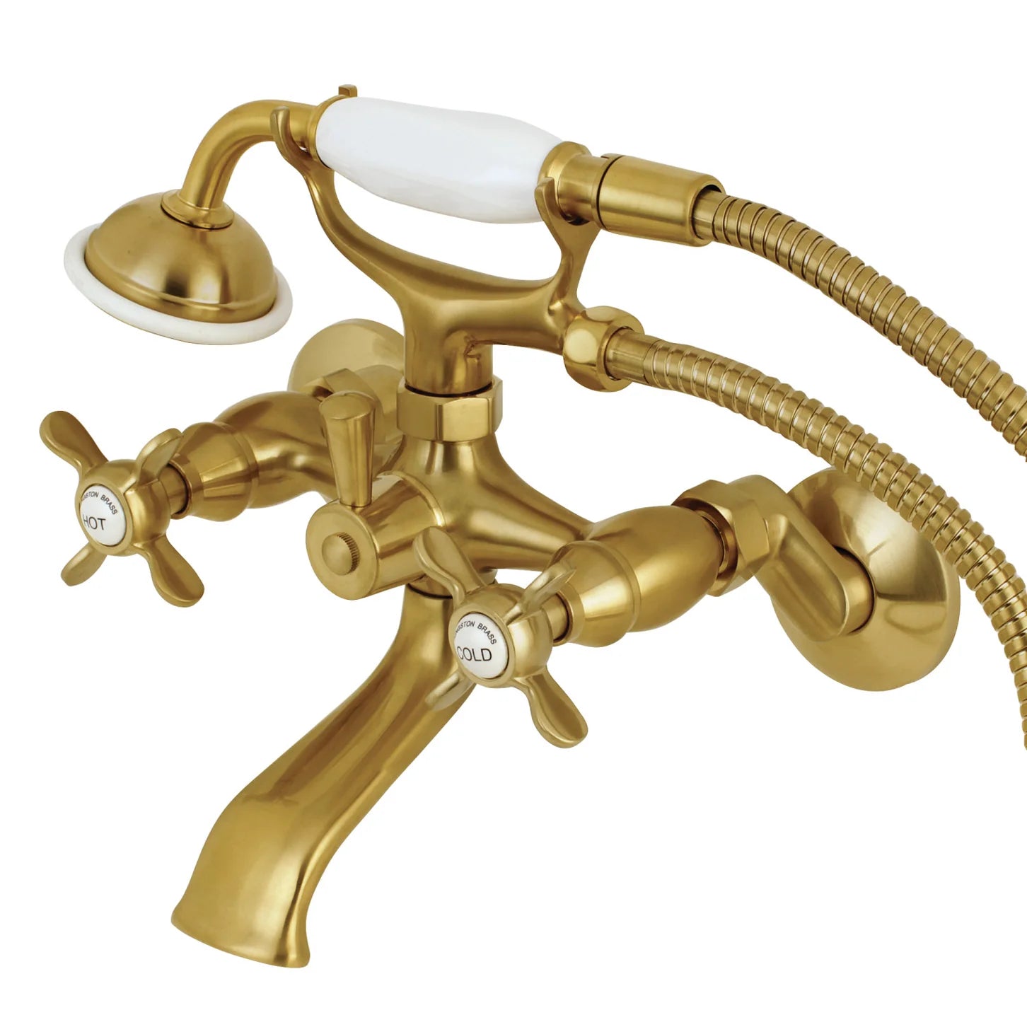 Kingston - Tub Faucets - KS285 Three-Handle 2-Hole Tub Wall Mount Clawfoot Tub Faucet with Hand Shower