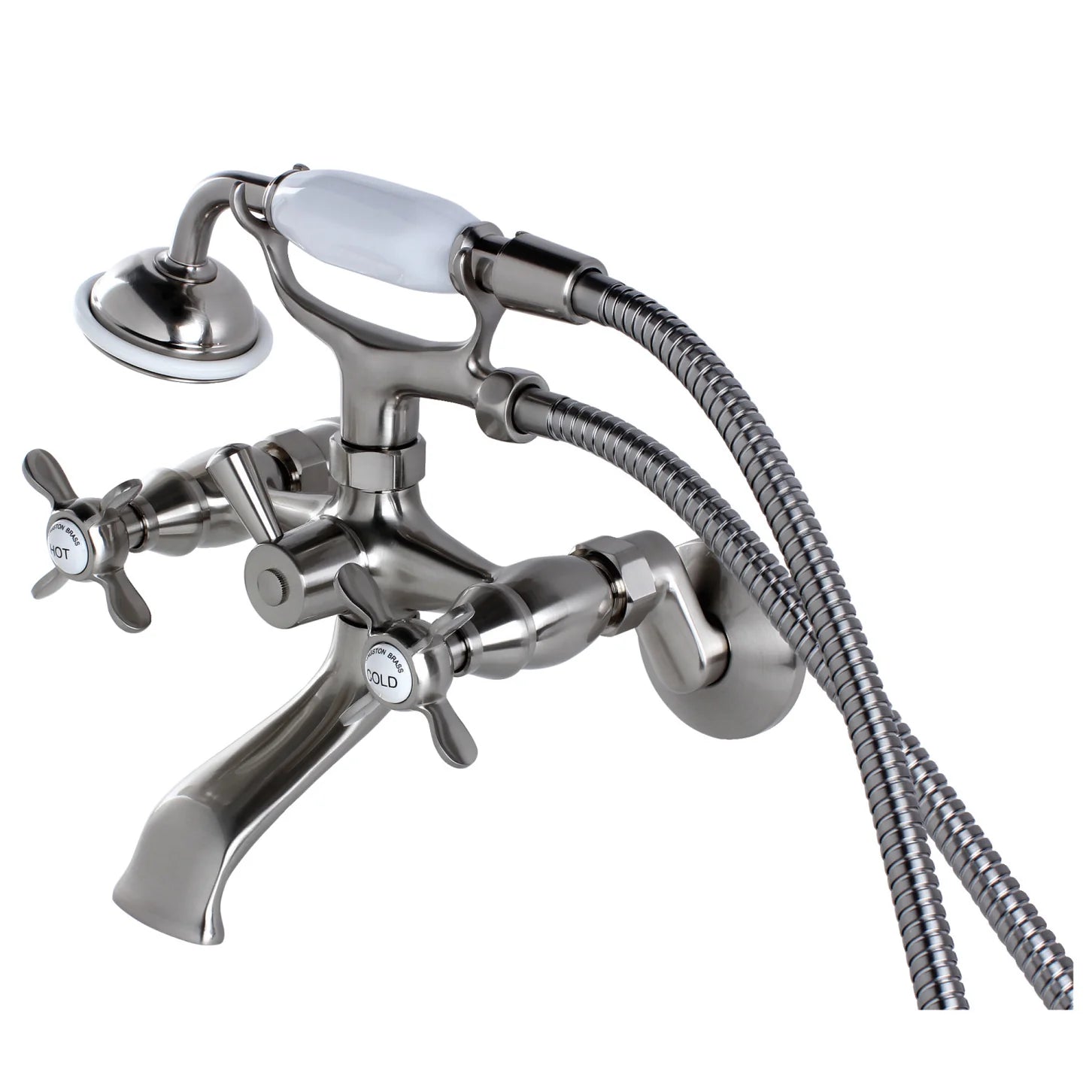 Kingston - Tub Faucets - KS285 Three-Handle 2-Hole Tub Wall Mount Clawfoot Tub Faucet with Hand Shower