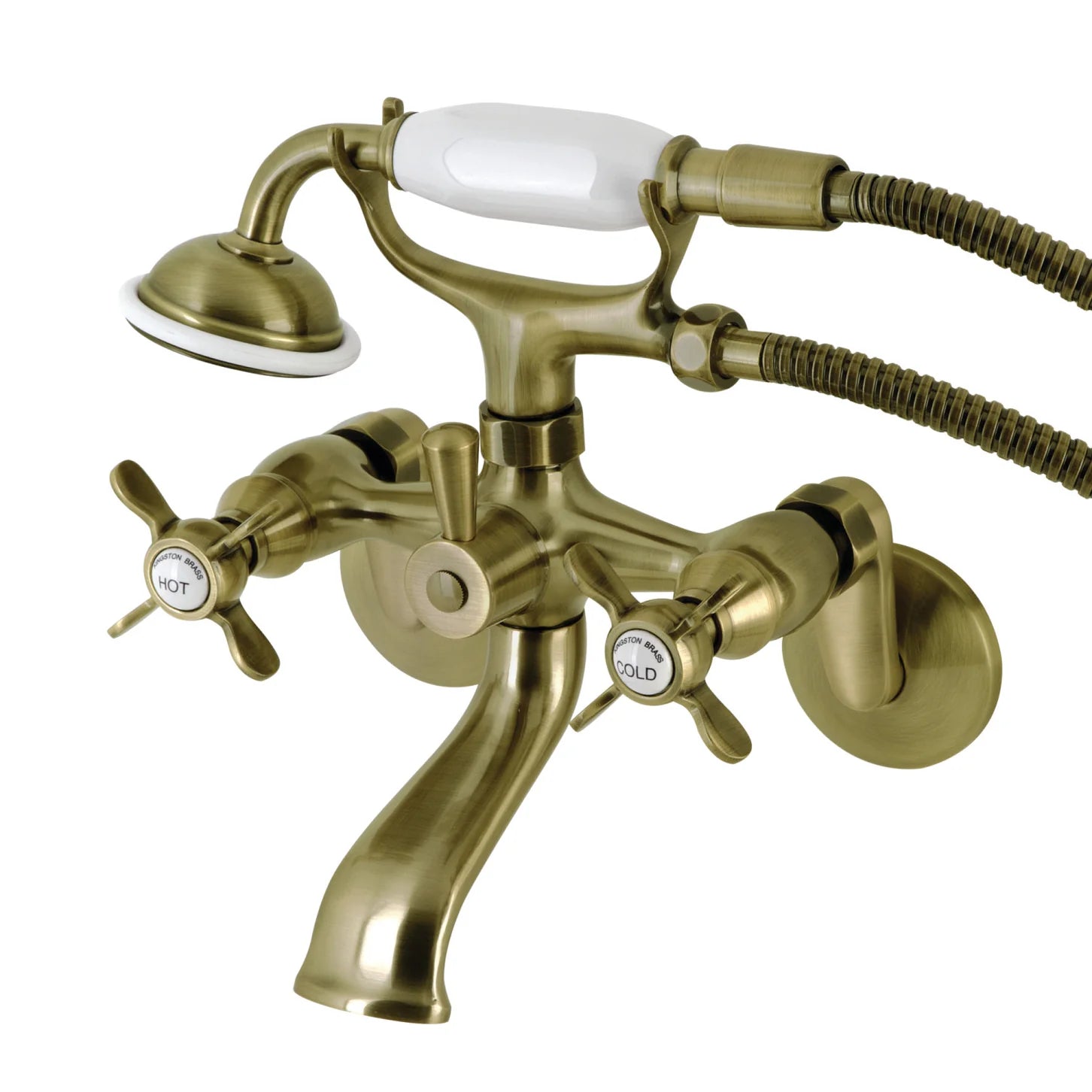 Kingston - Tub Faucets - KS286 Three-Handle 2-Hole Tub Wall Mount Clawfoot Tub Faucet with Hand Shower