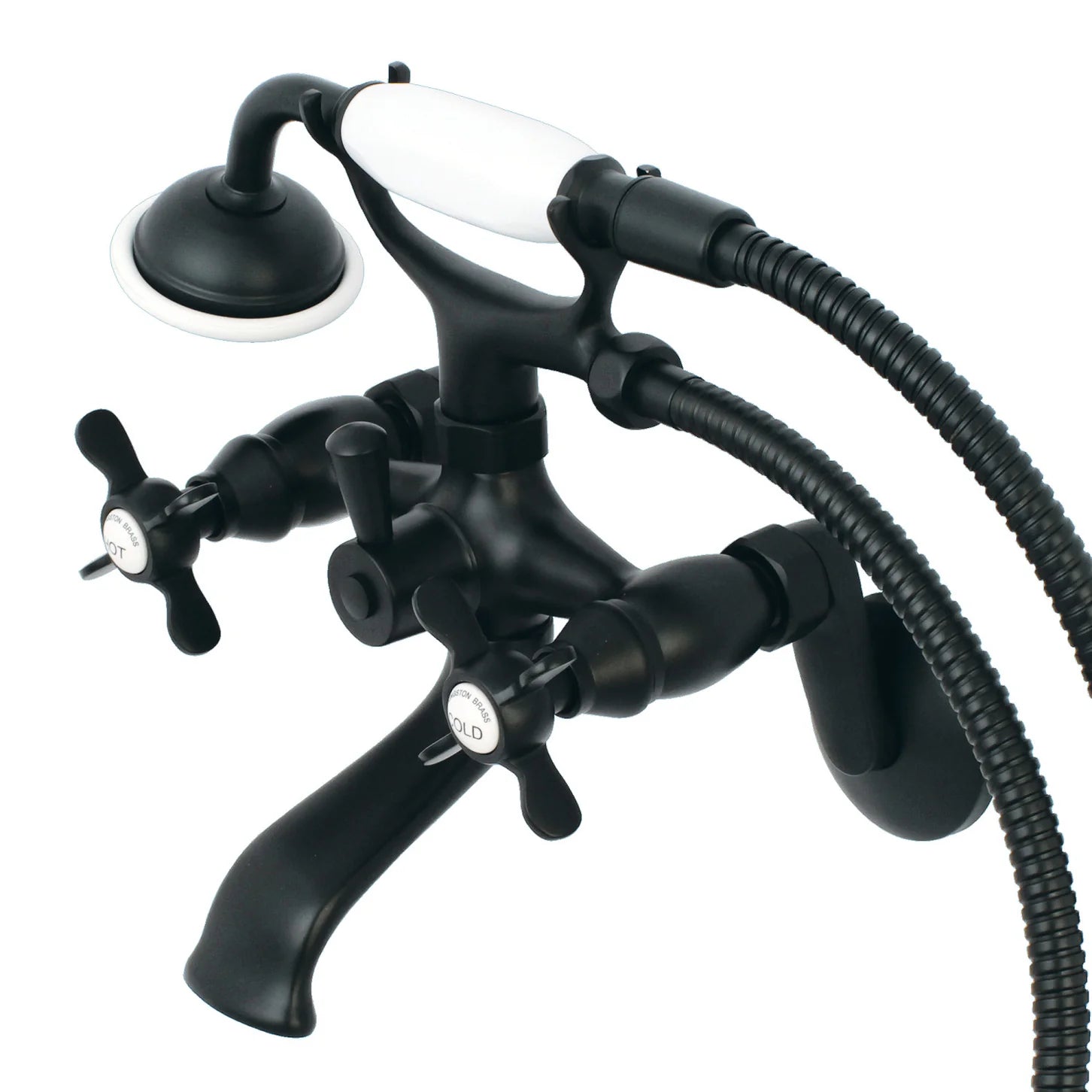 Kingston - Tub Faucets - KS286 Three-Handle 2-Hole Tub Wall Mount Clawfoot Tub Faucet with Hand Shower