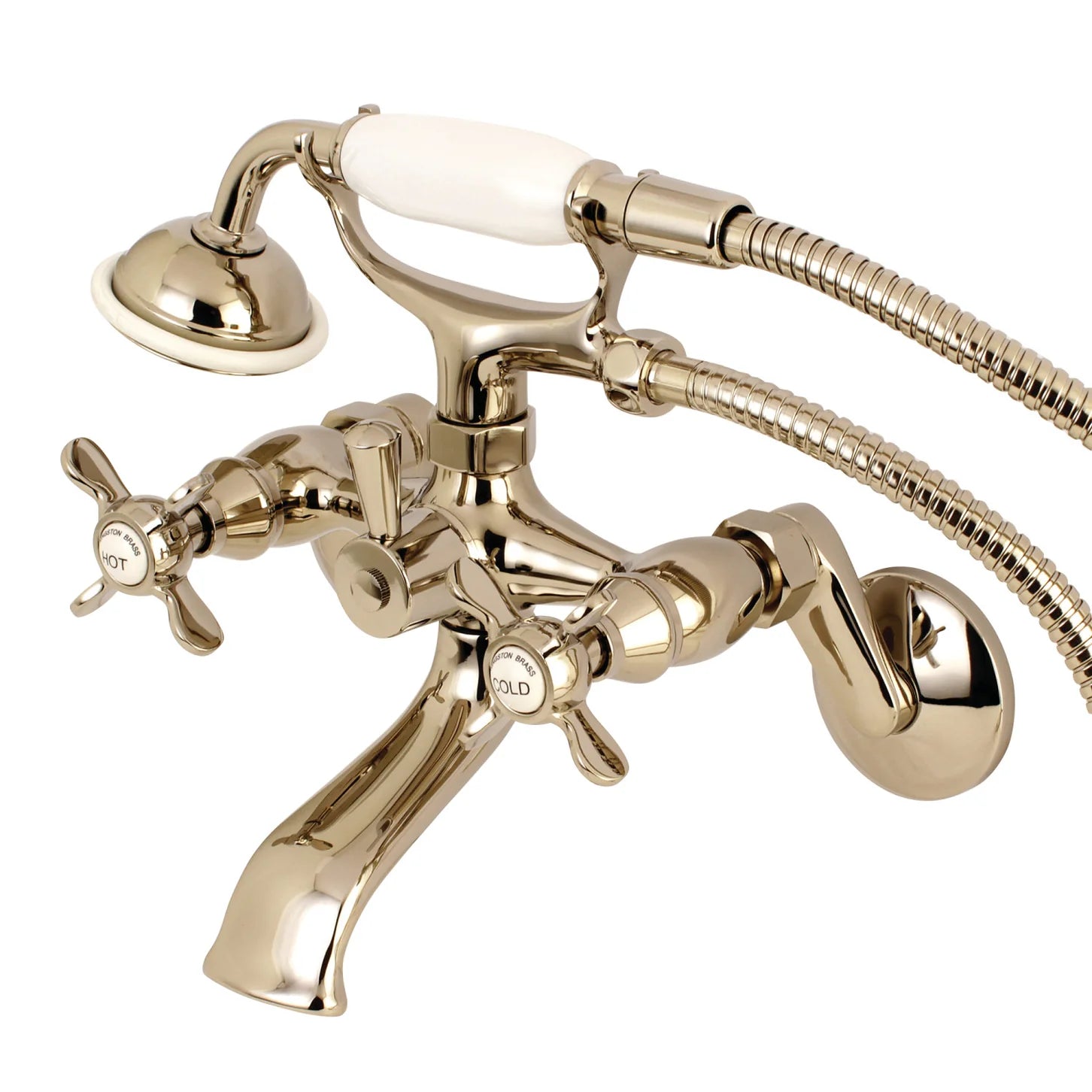 Kingston - Tub Faucets - KS286 Three-Handle 2-Hole Tub Wall Mount Clawfoot Tub Faucet with Hand Shower