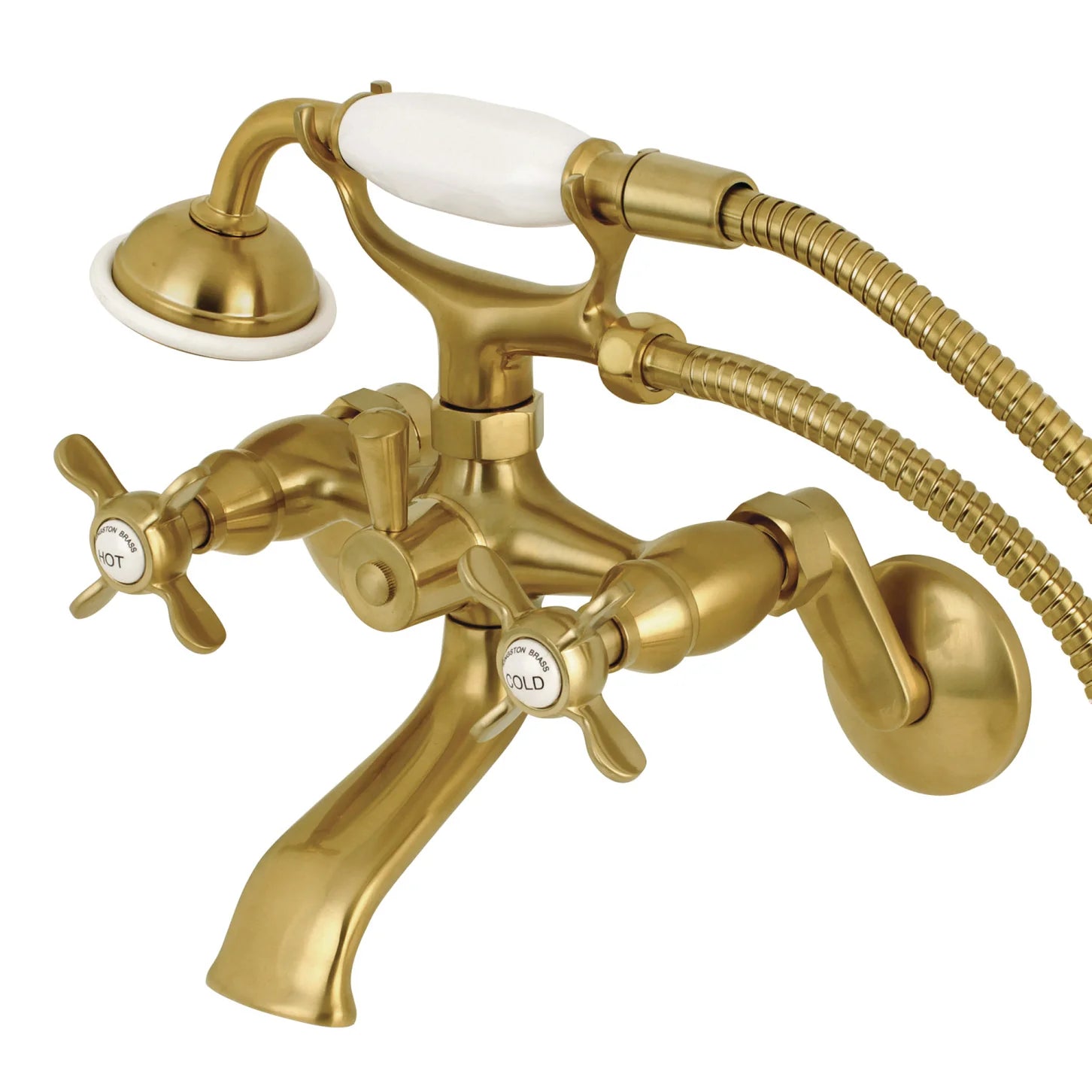 Kingston - Tub Faucets - KS286 Three-Handle 2-Hole Tub Wall Mount Clawfoot Tub Faucet with Hand Shower