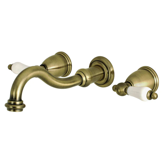 Kingston - Tub Faucets - Restoration KS302PL Two-Handle 3-Hole Wall Mount Roman Tub Faucet