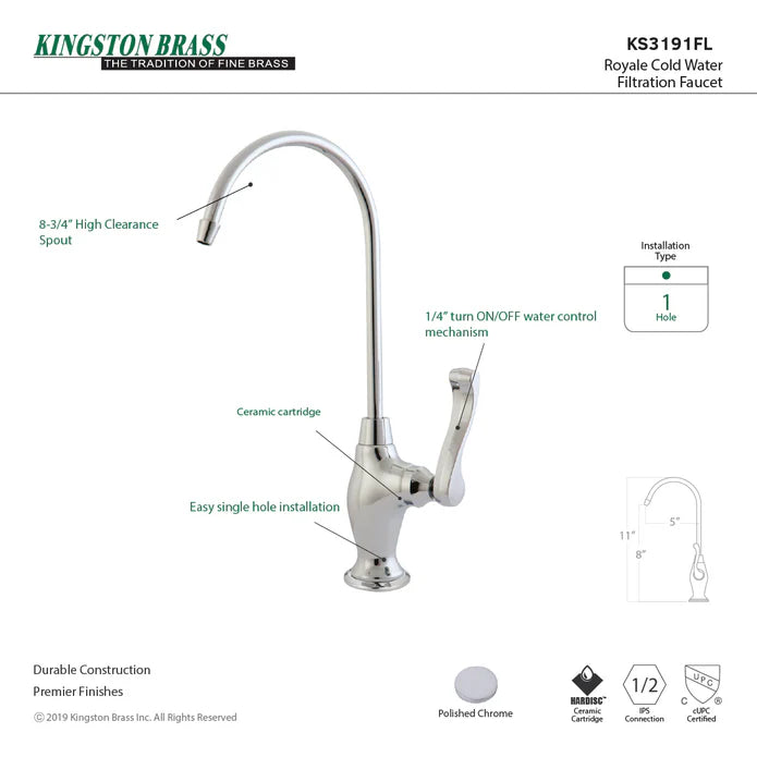 Kingston - Filtration Faucets - Royale KS319FL Single-Handle 1-Hole Deck Mount Water Filtration Faucet