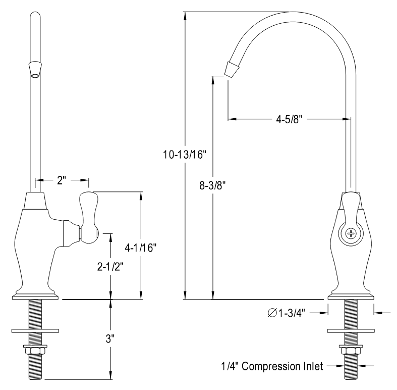 Kingston - Filtration Faucets - Restoration KS319AL Single-Handle 1-Hole Deck Mount Water Filtration Faucet