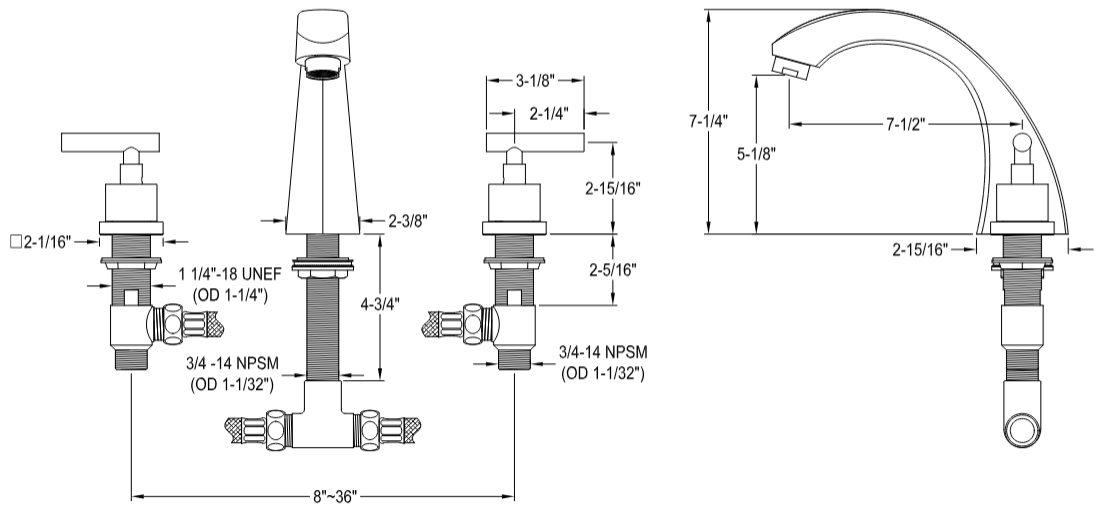 Kingston - Tub Faucets - Concord KS436CQL Two-Handle 3-Hole Deck Mount Roman Tub Faucet