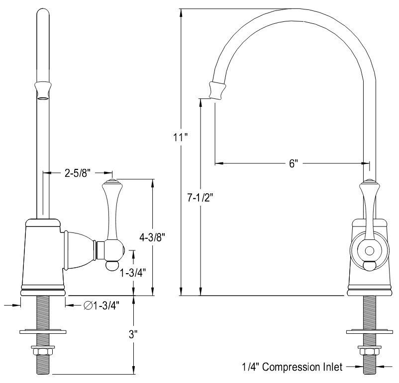 Kingston - Filtration Faucets - Vintage KS719BL Single-Handle 1-Hole Deck Mount Water Filtration Faucet