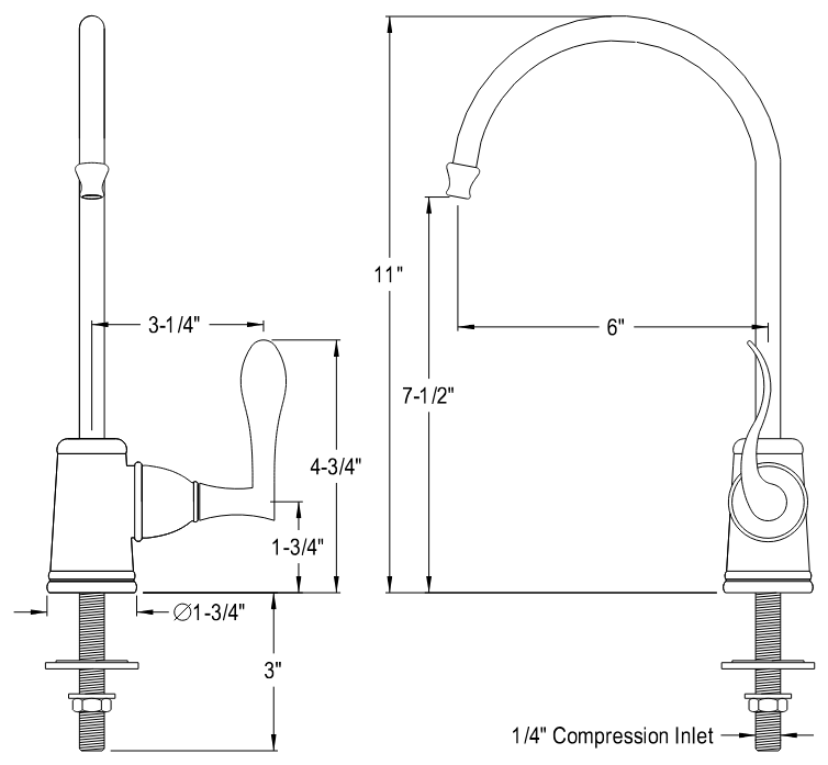 Kingston - Filtration Faucets - Century KS7191CFL Single-Handle 1-Hole Deck Mount Water Filtration Faucet