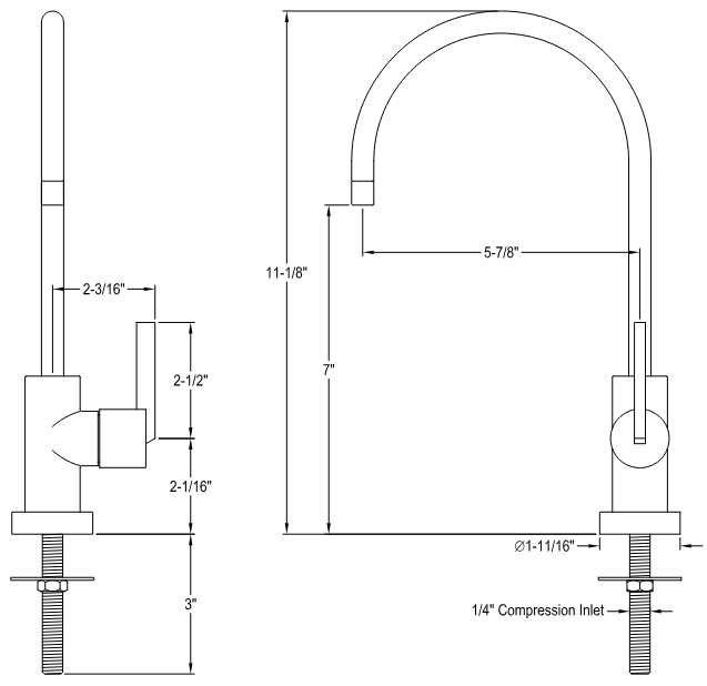 Kingston - Filtration Faucets - Continental KS8191CTL Single-Handle 1-Hole Deck Mount Water Filtration Faucet