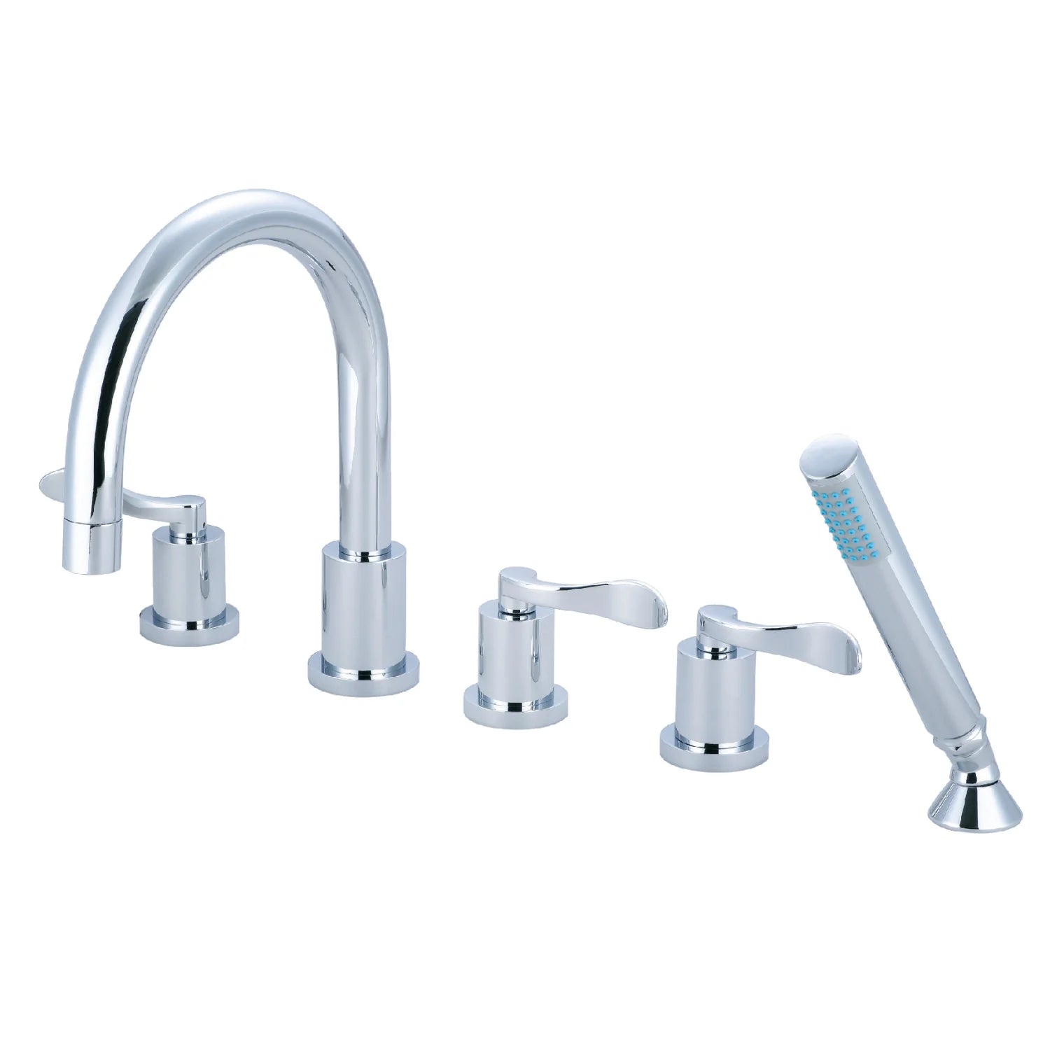 Kingston - Tub Faucets - KS83215DFL Three-Handle 5-Hole Deck Mount Roman Tub Faucet with Hand Shower