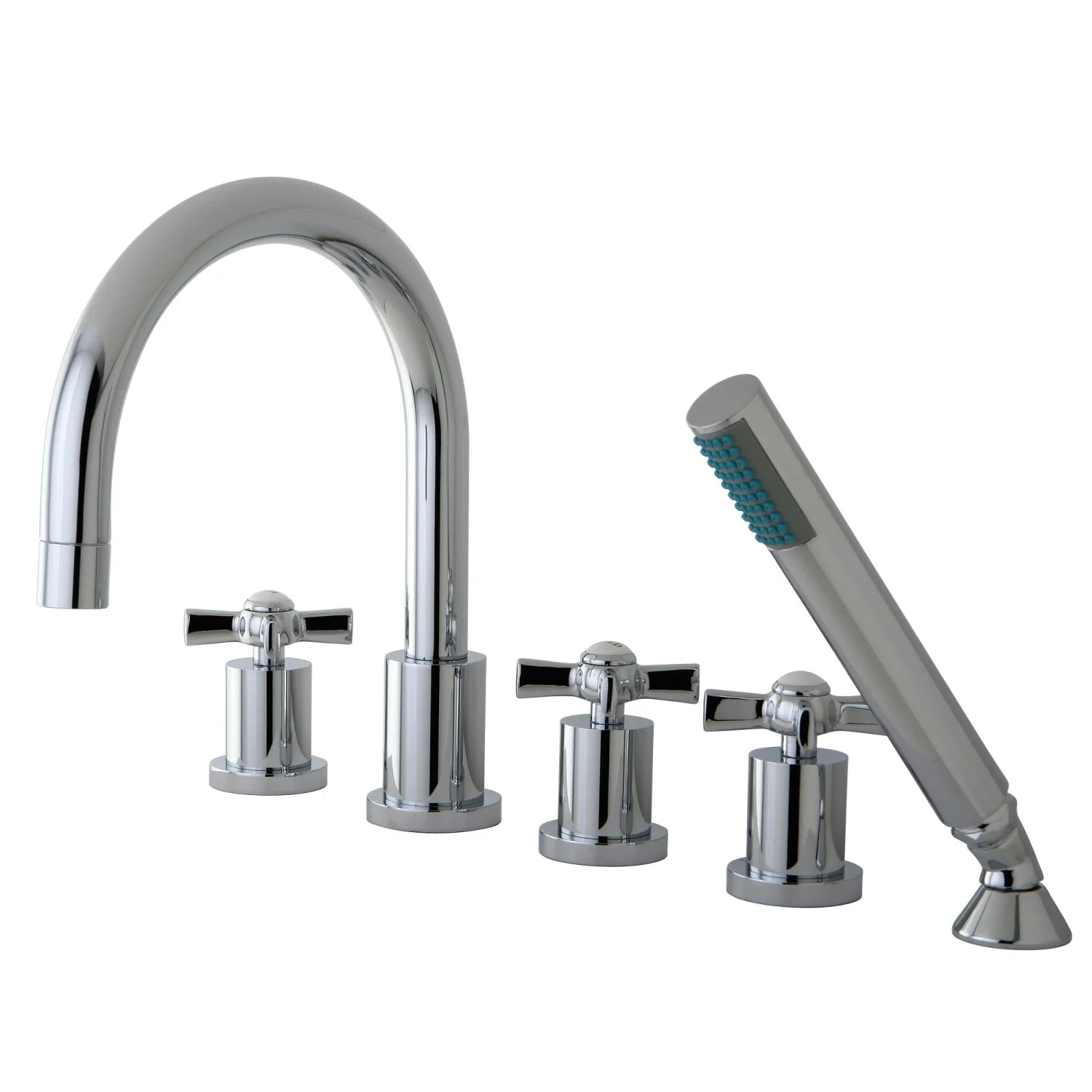 Kingston - Tub Faucets - Millennium KS83215ZX Three-Handle 5-Hole Deck Mount Roman Tub Faucet with Hand Shower