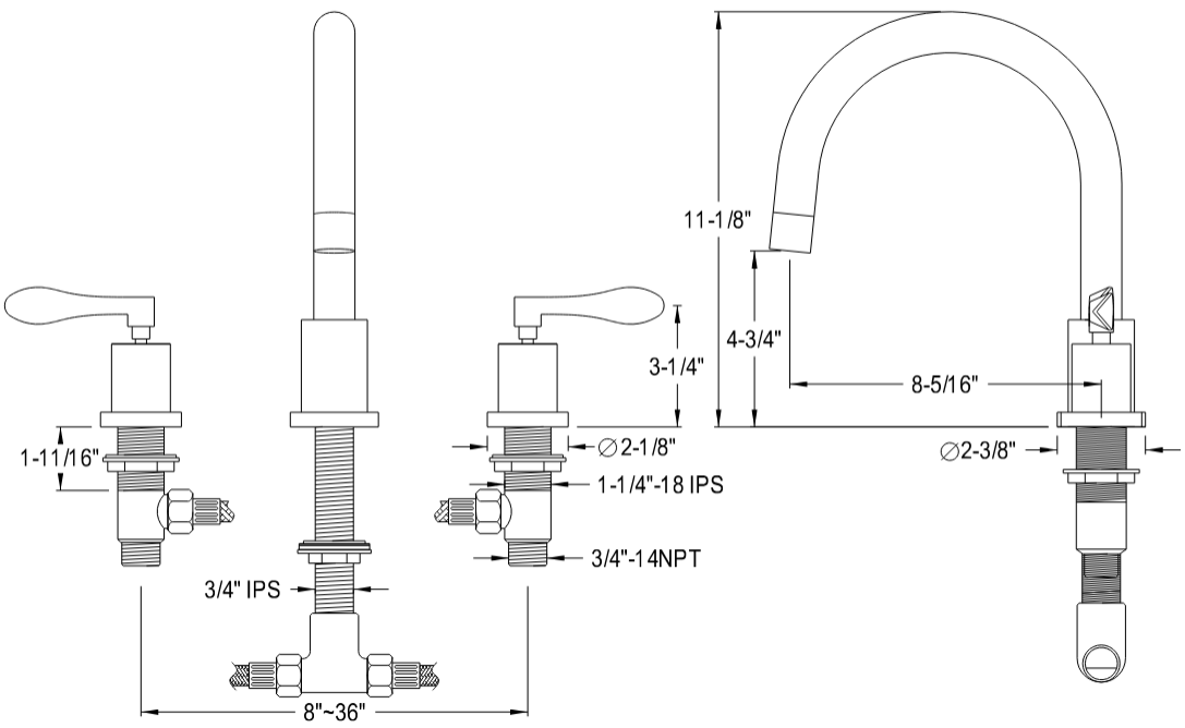 Kingston - Tub Faucets - NuWave French KS832DFL Two-Handle 3-Hole Deck Mount Roman Tub Faucet
