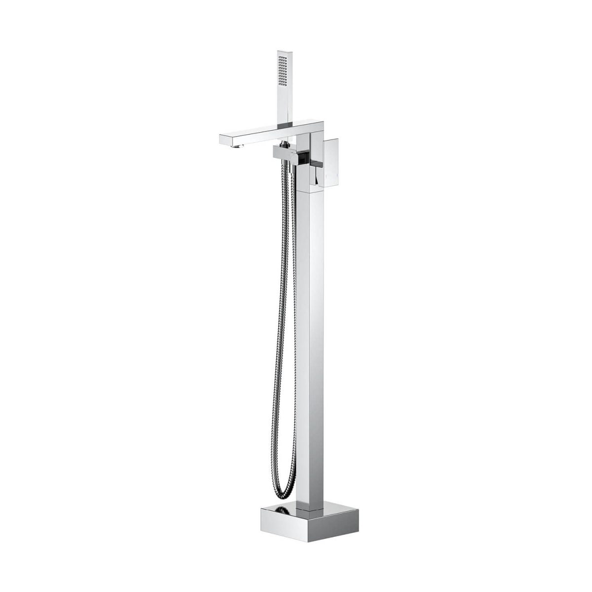 KIBI Cube Single Handle Floor Mounted Freestanding Tub Filler With Hand Shower - KTF302