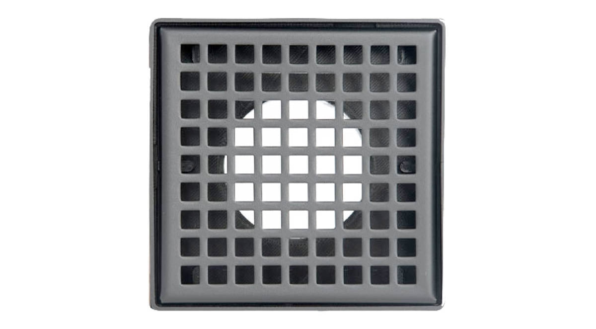 Infinity Drain - 4" x 4" Square Center Drain - LQD 4 Squares Pro Series Drain (Complete Kit)