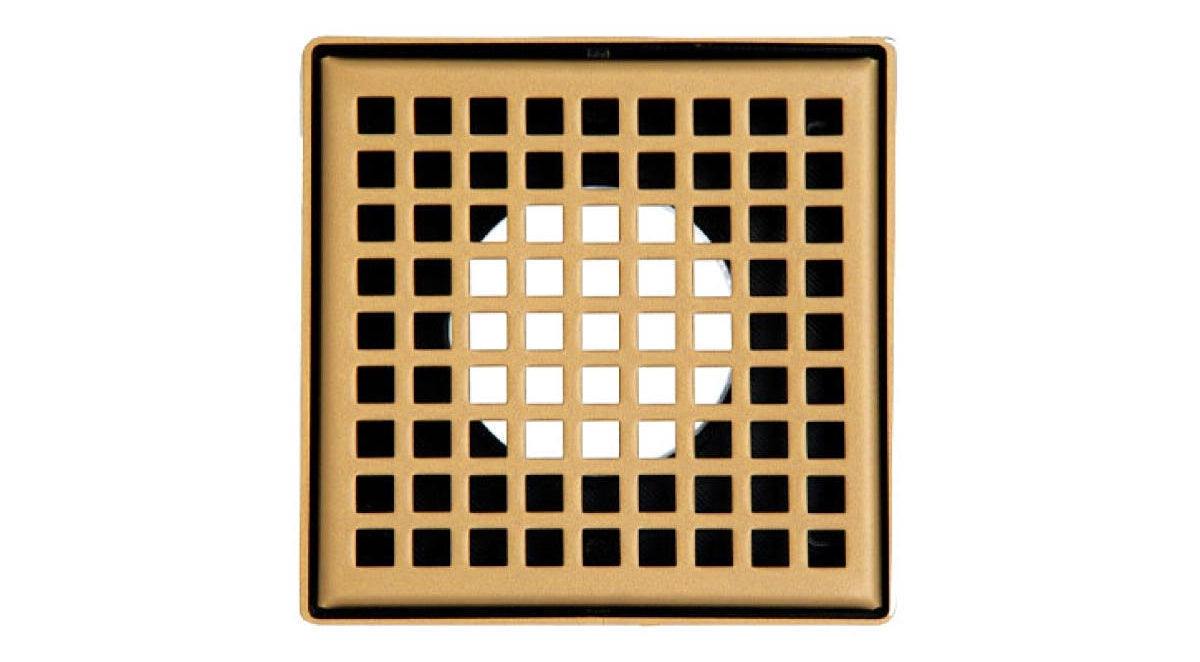 Infinity Drain - 4" x 4" Square Center Drain - LQD 4 Squares Pro Series Drain (Complete Kit)