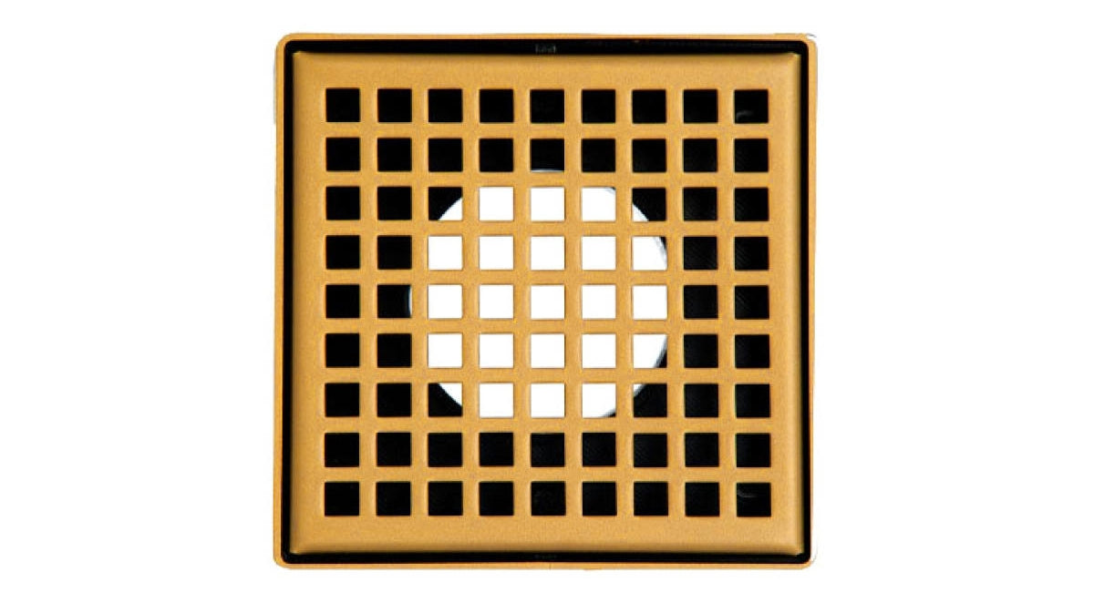 Infinity Drain - 4" x 4" Square Center Drain - LQD 4 Squares Pro Series Drain (Complete Kit)