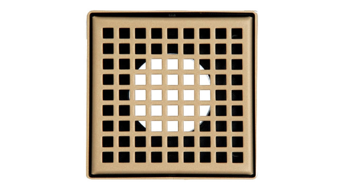 Infinity Drain - 4" x 4" Square Center Drain - LQD 4 Squares Pro Series Drain (Complete Kit)