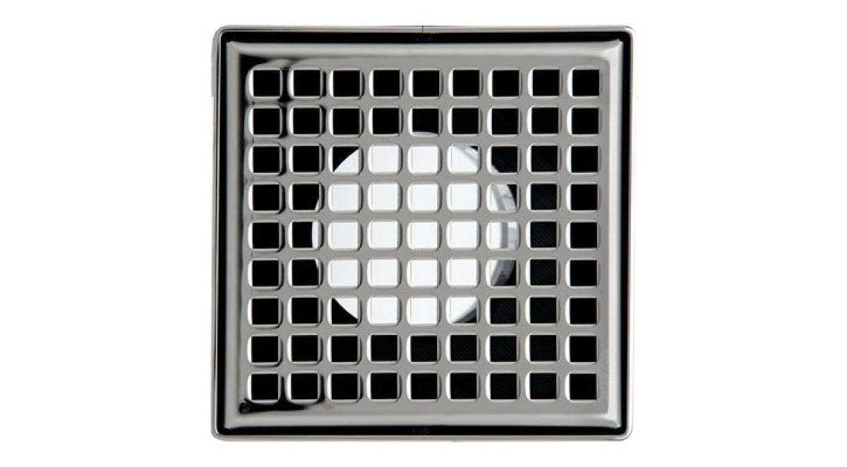 Infinity Drain - 4" x 4" Square Center Drain - LQD 4 Squares Pro Series Drain (Complete Kit)