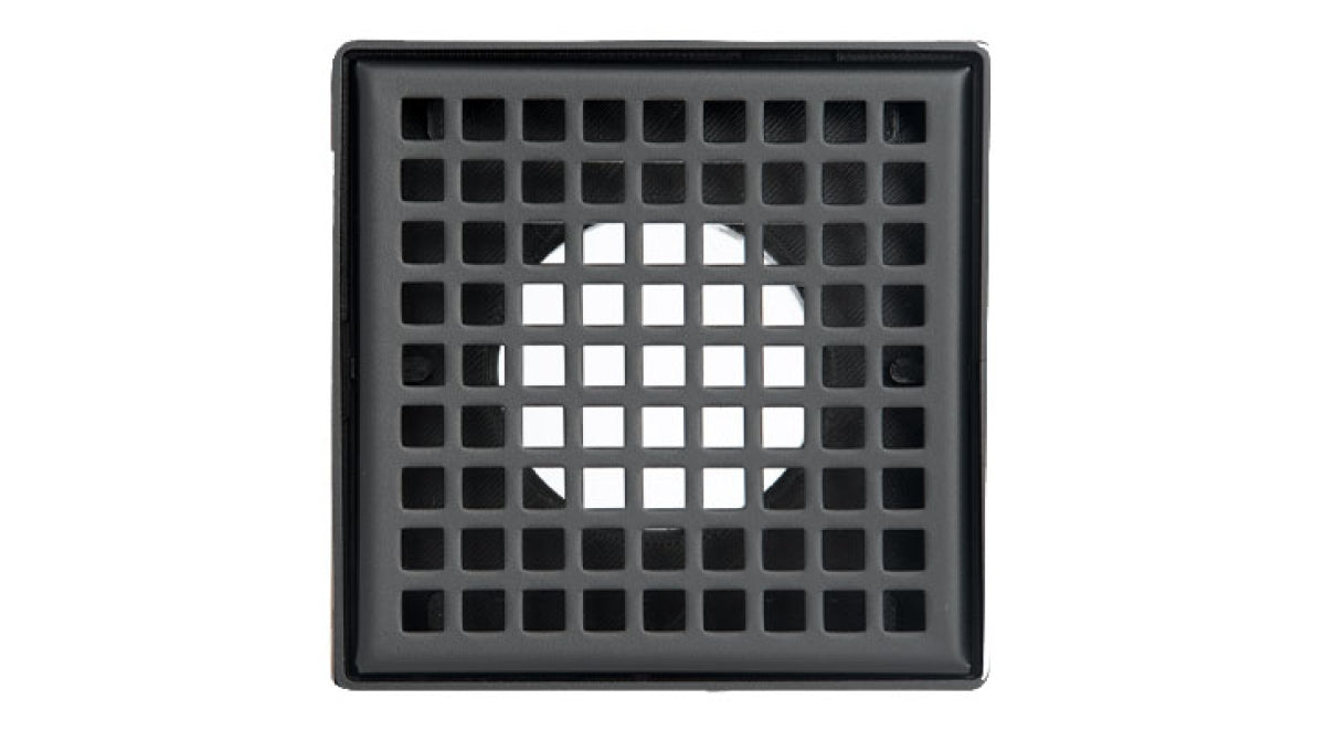Infinity Drain - 4" x 4" Square Center Drain - LQD 4 Squares Pro Series Drain (Complete Kit)