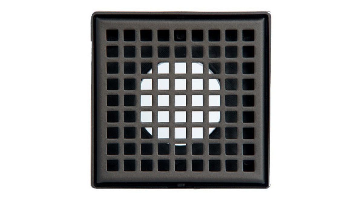 Infinity Drain - 4" x 4" Square Center Drain - LQD 4 Squares Pro Series Drain (Complete Kit)