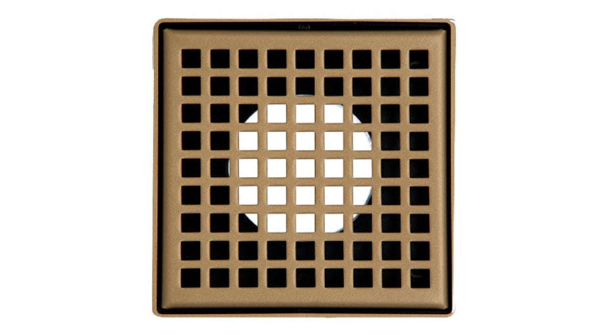 Infinity Drain - 4" x 4" Square Center Drain - LQD 4 Squares Pro Series Drain (Complete Kit)