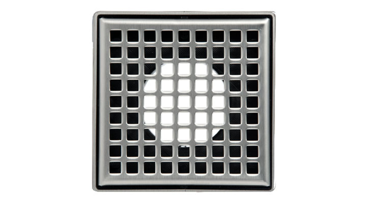 Infinity Drain - 4" x 4" Square Center Drain - LQD 4 Squares Pro Series Drain (Complete Kit)