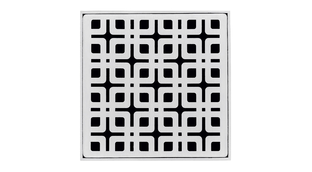 Infinity Drain - 4" x 4" Square Center Drain - KD 4 Link Series Drain (Complete Kit)