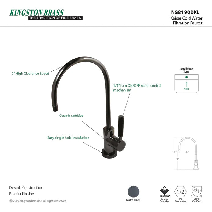 Kingston - Filtration Faucets - Water Onyx NS8190DKL Single-Handle 1-Hole Deck Mount Water Filtration Faucet