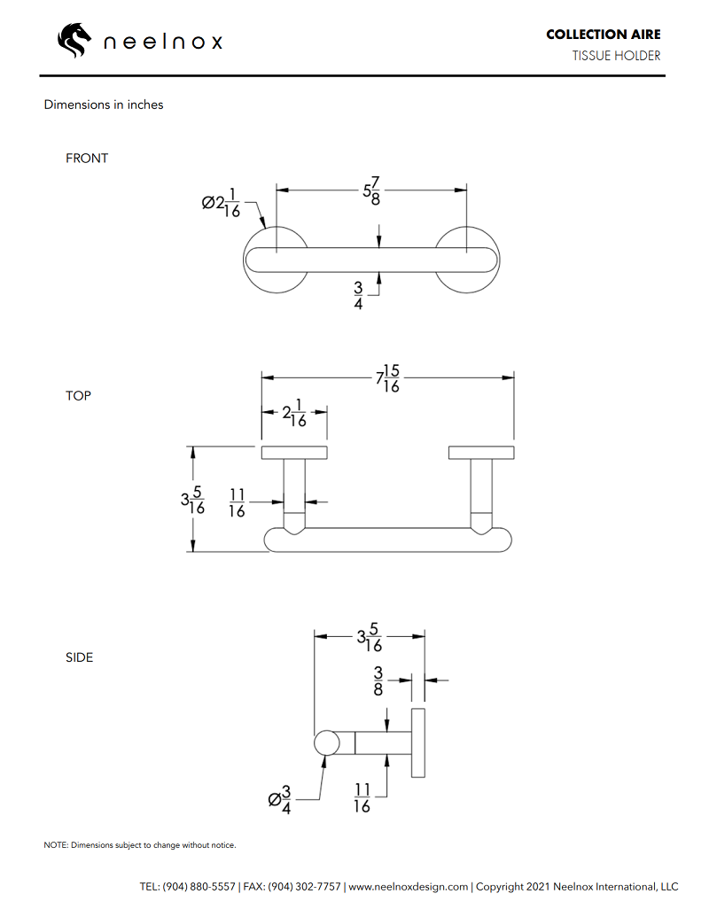 Neelnox - Collection Aire - Tissue Paper Holder Single - AIR-TPHV