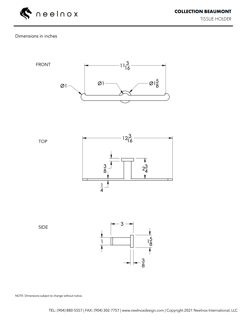 Neelnox - Collection Beaumont - Tissue Paper Holder Double - BEA-TPHD1