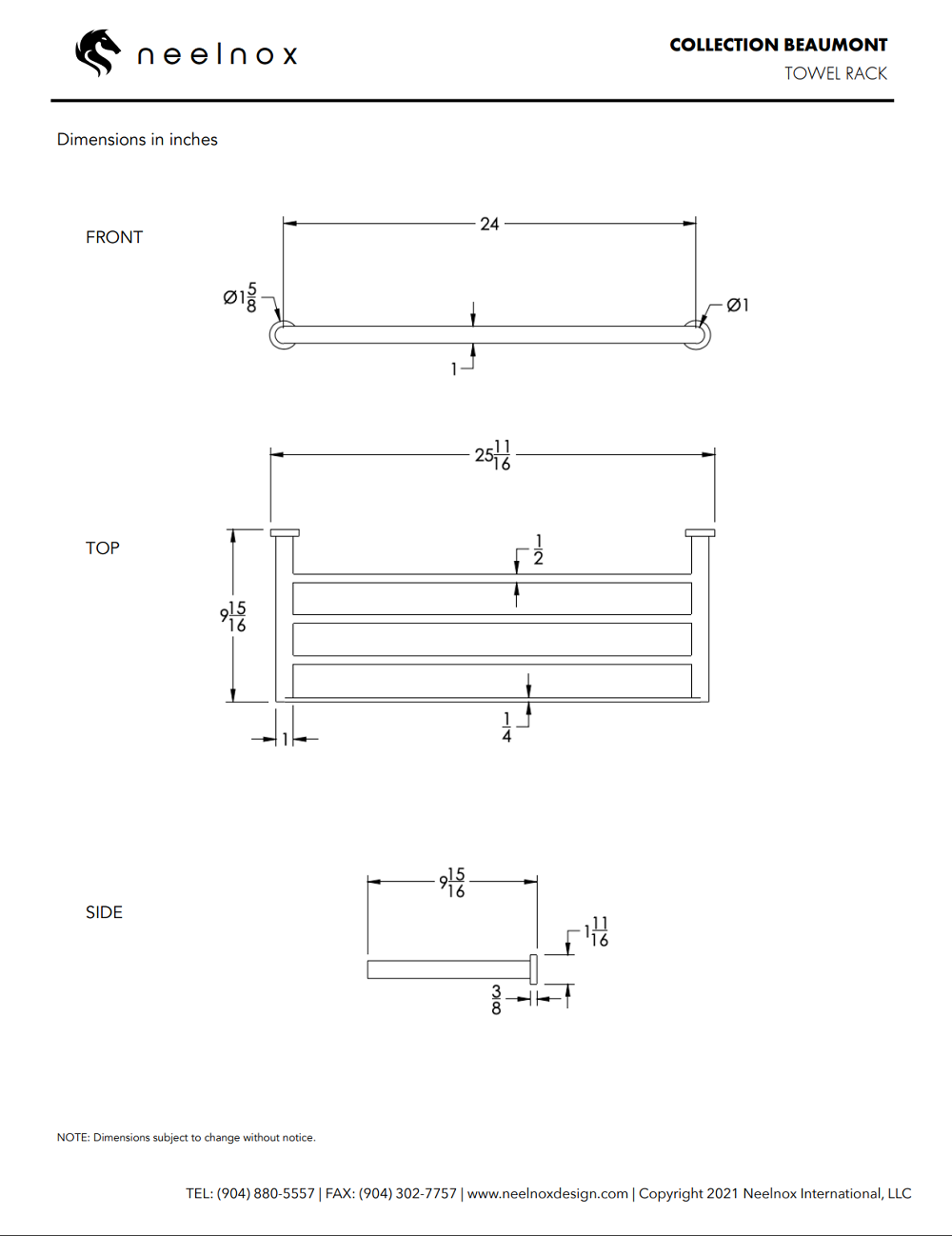 Neelnox - Collection Beaumont - Tower Rack 24" - BEA-TRK24