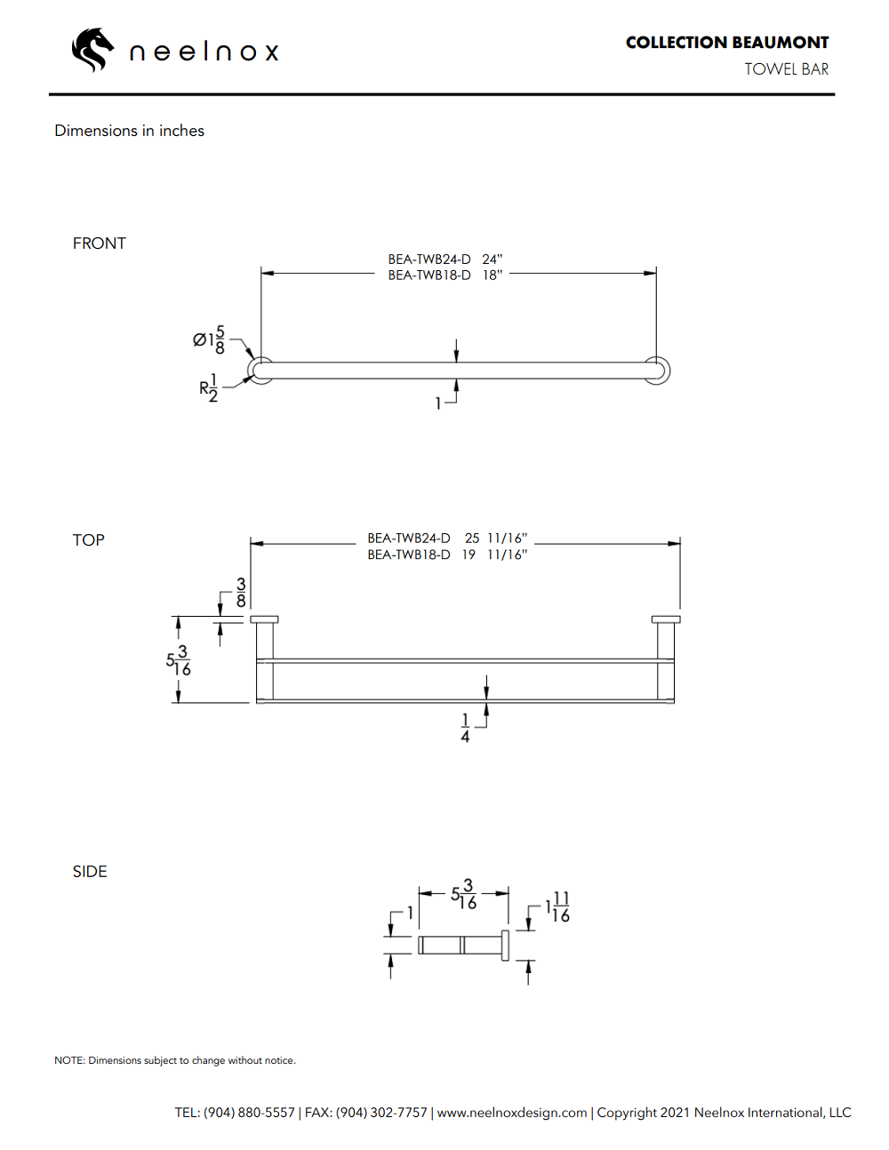 Neelnox - Collection Beaumont - Tower Bar Double 24" - BEA-TWB24-D