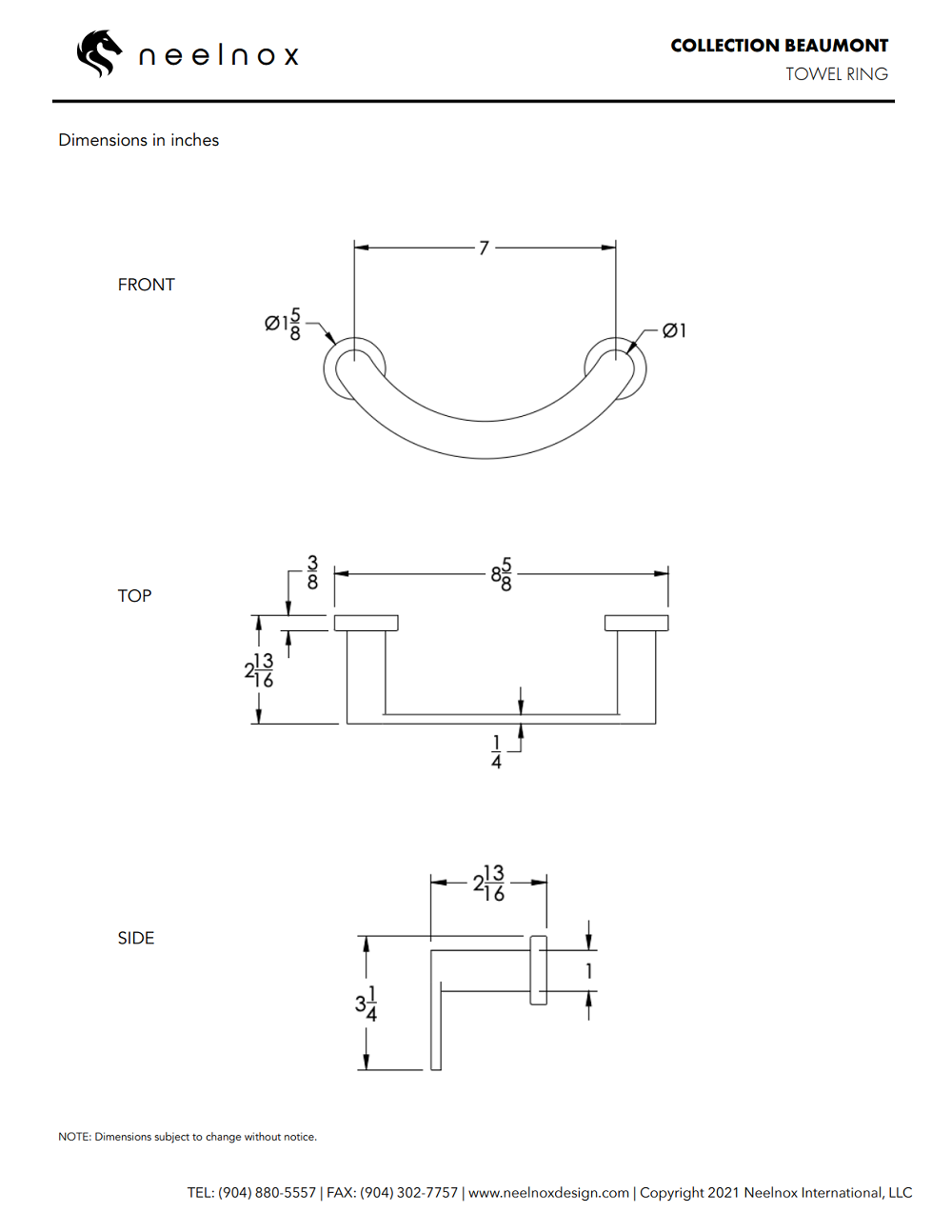 Neelnox - Collection Beaumont - Towel Ring - BEA-TWR1