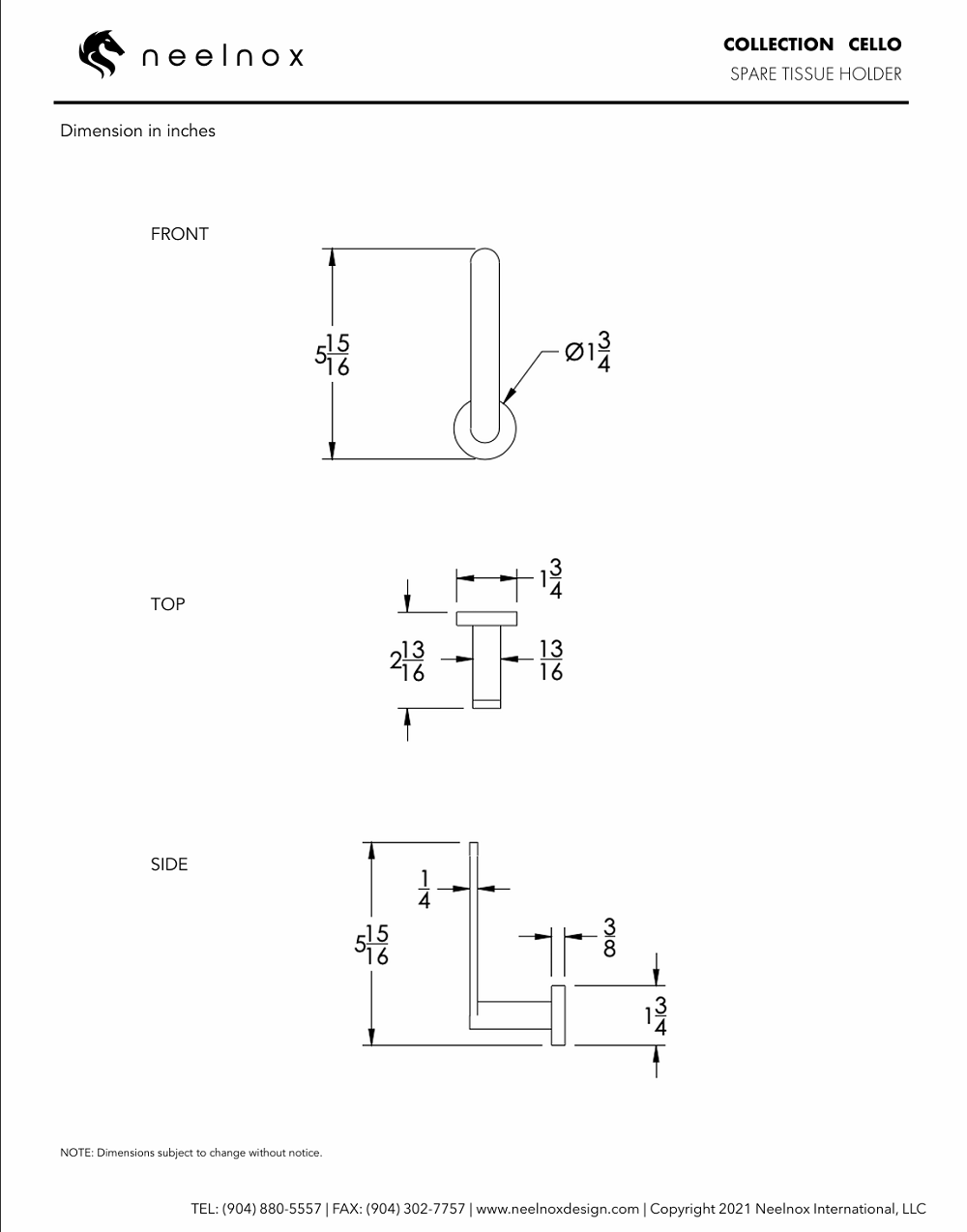 Neelnox - Collection Cello- Tissue Paper Holder Spare - CEL-TPHS1