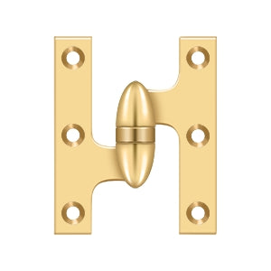 Deltana - Solid Brass Hinges - 3" x 2-1/2" Olive Knuckle Door Hinge (Each)