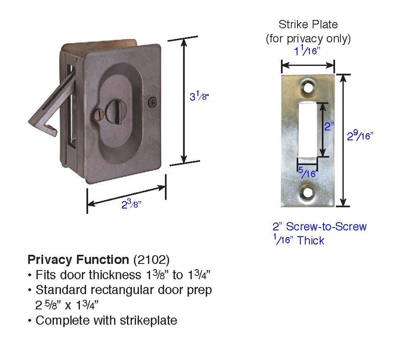 Emtek Standard Pocket Door Lock