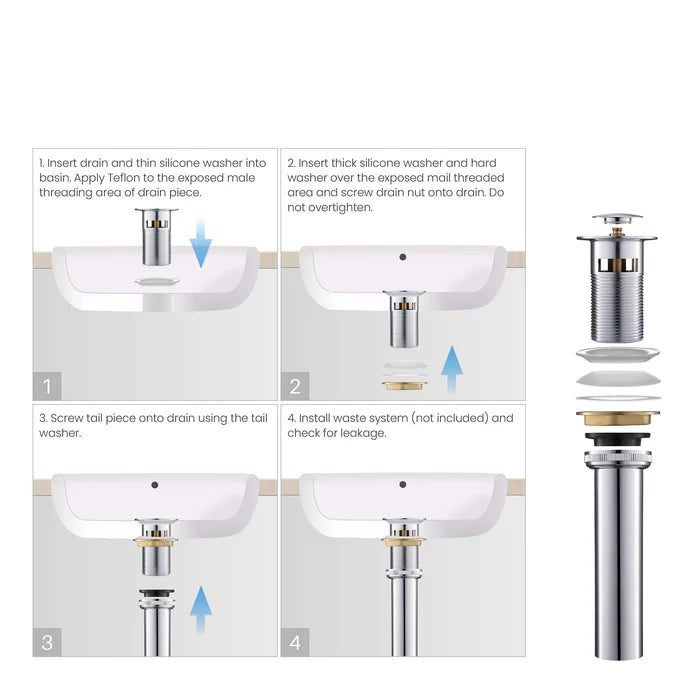 Casa Fixtures - Bathroom Accessories - Bathroom Sink Pop Up Drain Stopper Small Cover with Overflow (PW-1)